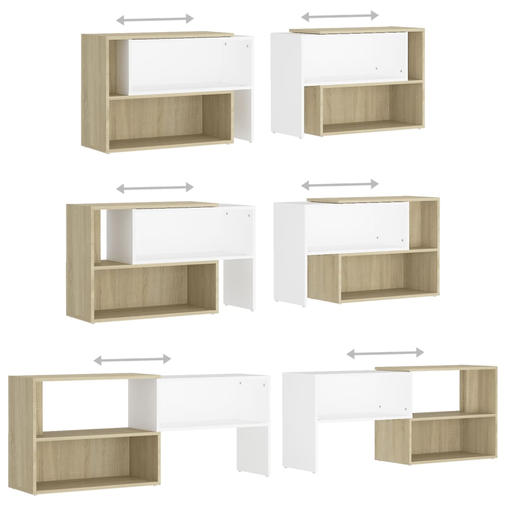 vidaXL TV Cabinet White and Sonoma Oak 149x30x52 cm Engineered Wood