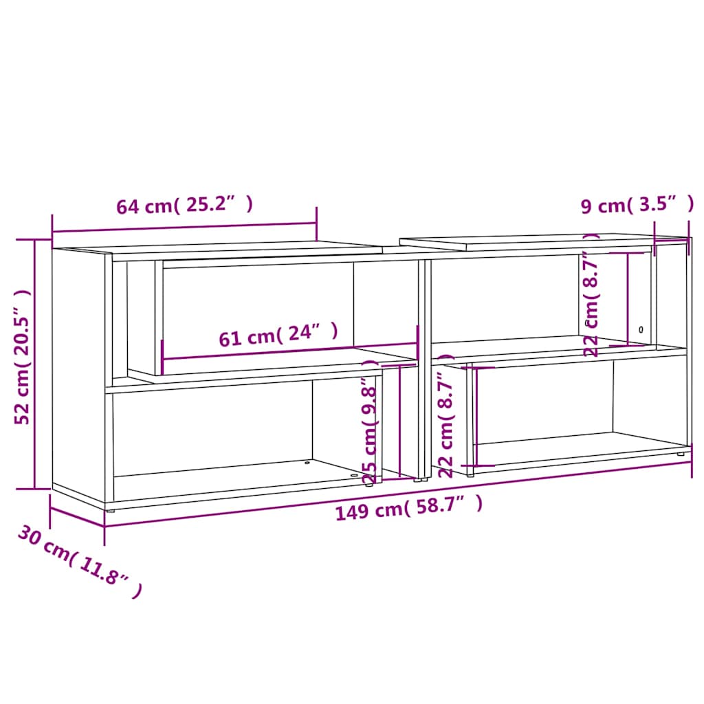 808367 vidaXL TV Cabinet High Gloss Grey 149x30x52 cm Engineered Wood