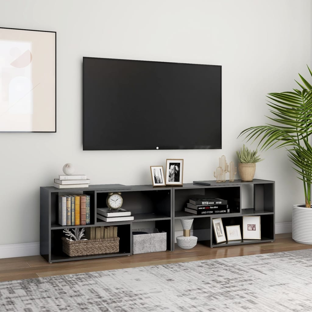 TV Cabinet High Gloss Grey 149x30x52 cm Engineered Wood