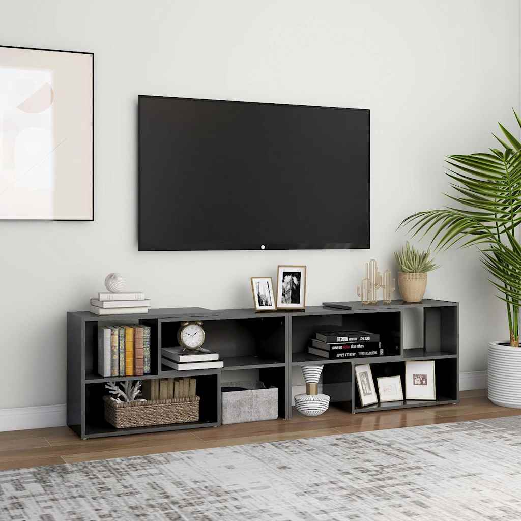 808367 vidaXL TV Cabinet High Gloss Grey 149x30x52 cm Engineered Wood