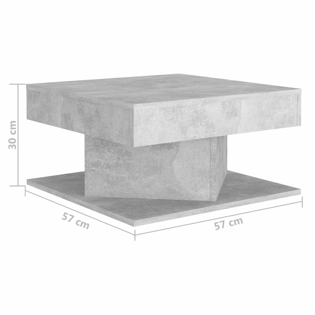 808372 vidaXL Coffee Table Concrete Grey 57x57x30 cm Engineered Wood