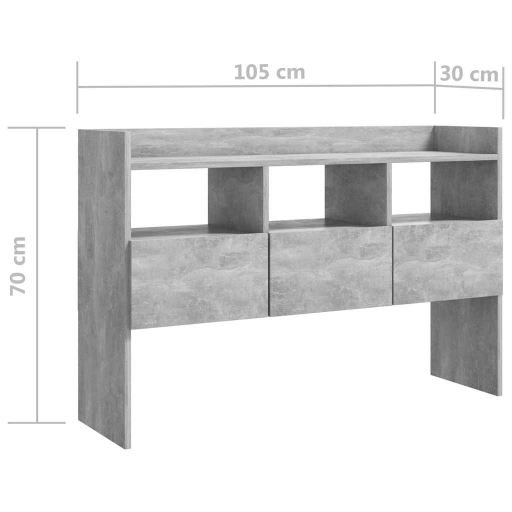 808381 vidaXL Sideboard Concrete Grey 105x30x70 cm Engineered Wood