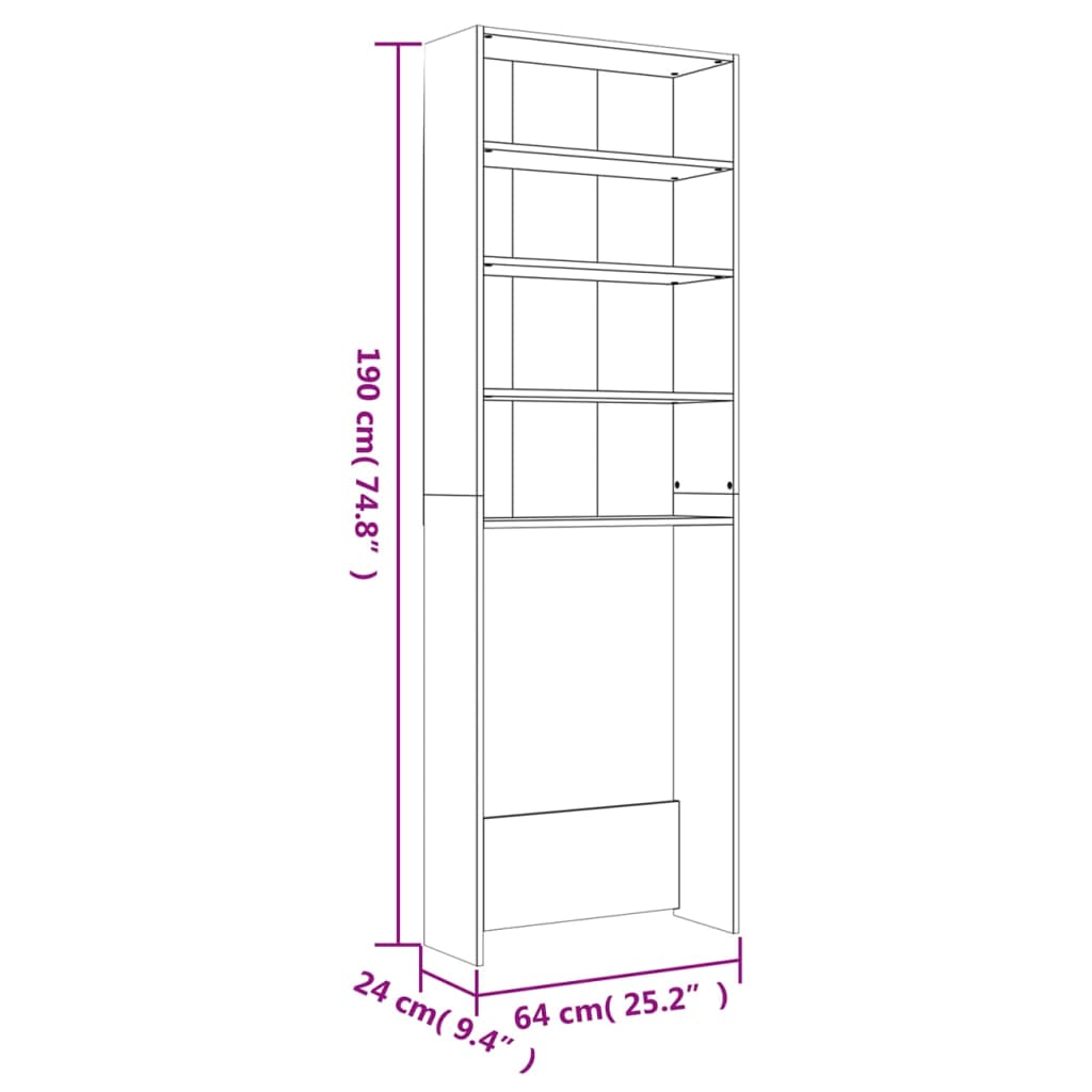 vidaXL Washing Machine Cabinet Sonoma Oak 64x24x190 cm