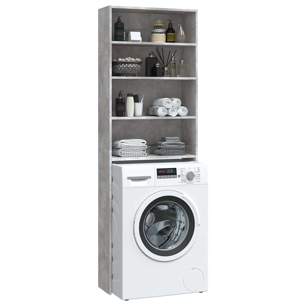 808408 vidaXL Washing Machine Cabinet Concrete Grey 64x24x190 cm