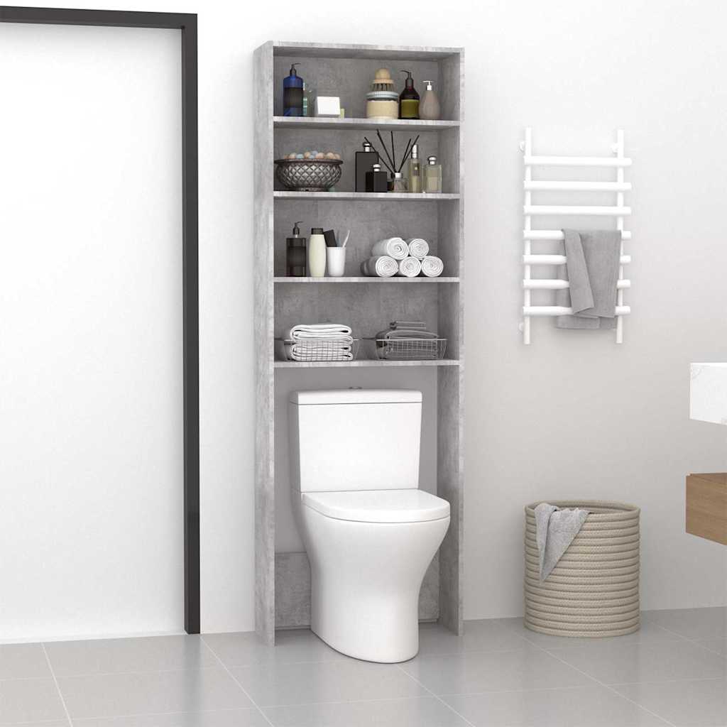 808408 vidaXL Washing Machine Cabinet Concrete Grey 64x24x190 cm