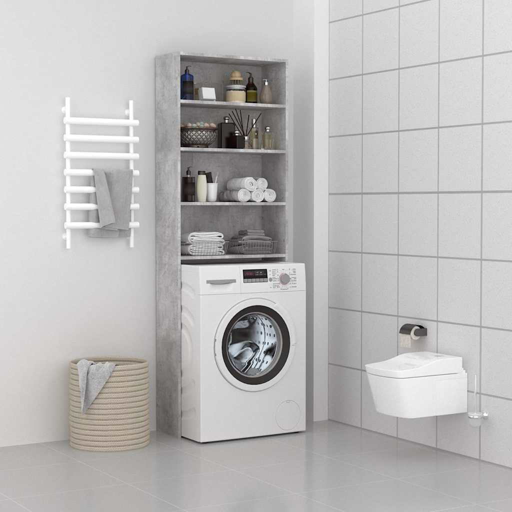 808408 vidaXL Washing Machine Cabinet Concrete Grey 64x24x190 cm