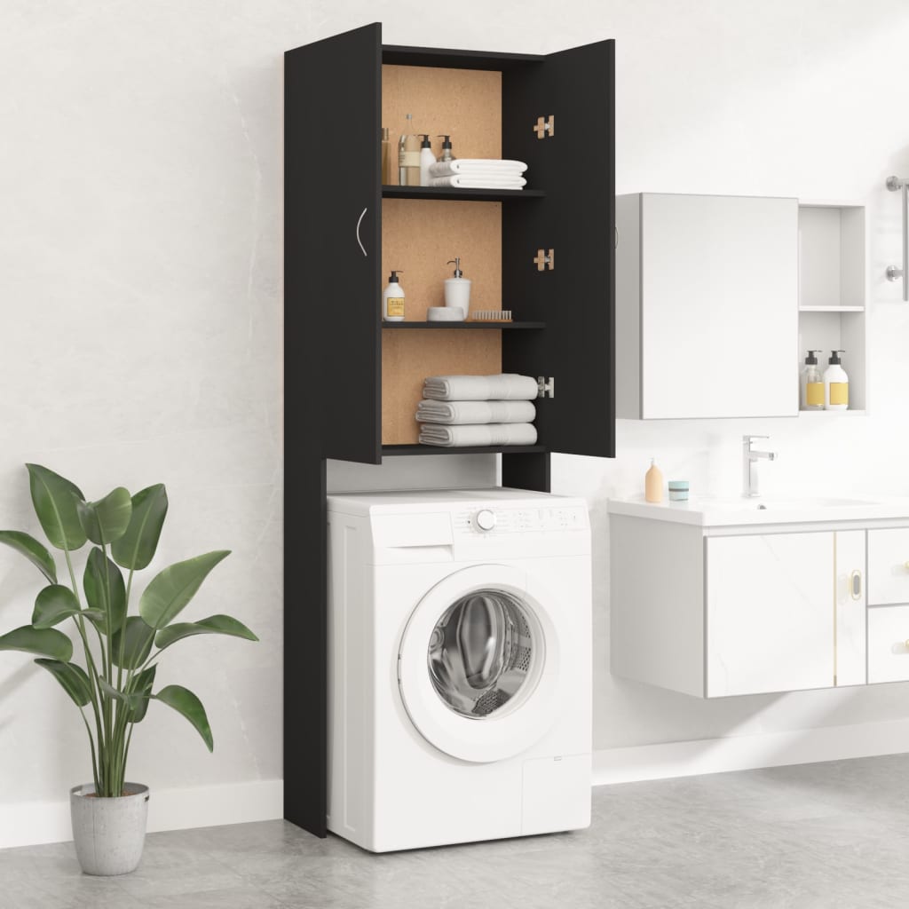 vidaXL Washing Machine Cabinet Black 64x25.5x190 cm