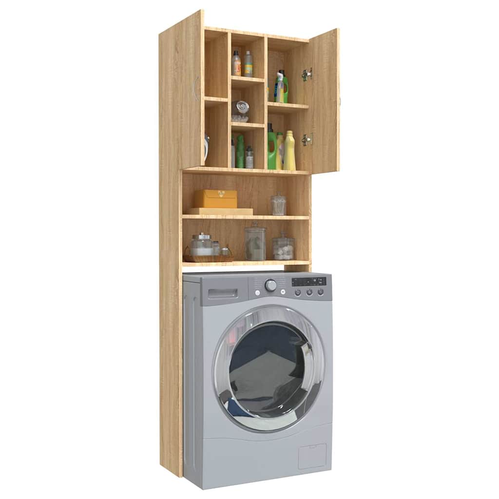 808425 vidaXL Washing Machine Cabinet Sonoma Oak 64x25,5x190 cm
