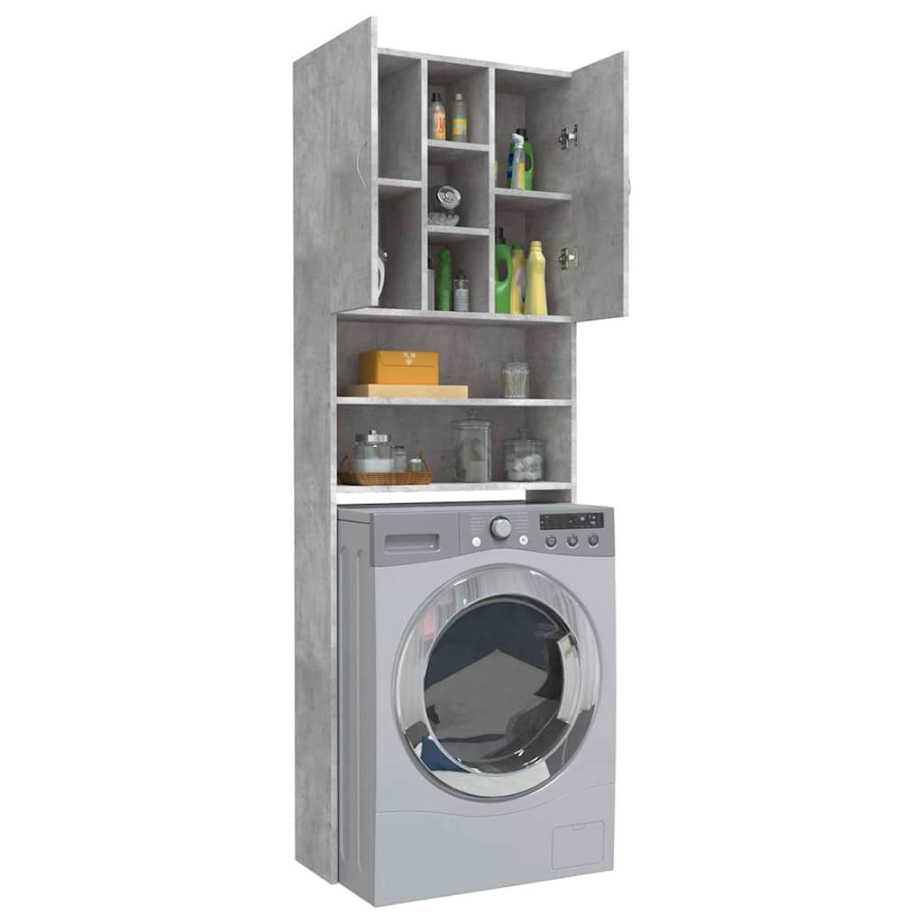 808426 vidaXL Washing Machine Cabinet Concrete Grey 64x25,5x190 cm