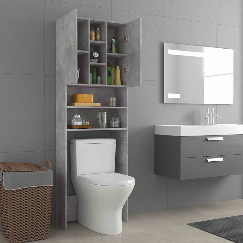 808426 vidaXL Washing Machine Cabinet Concrete Grey 64x25,5x190 cm