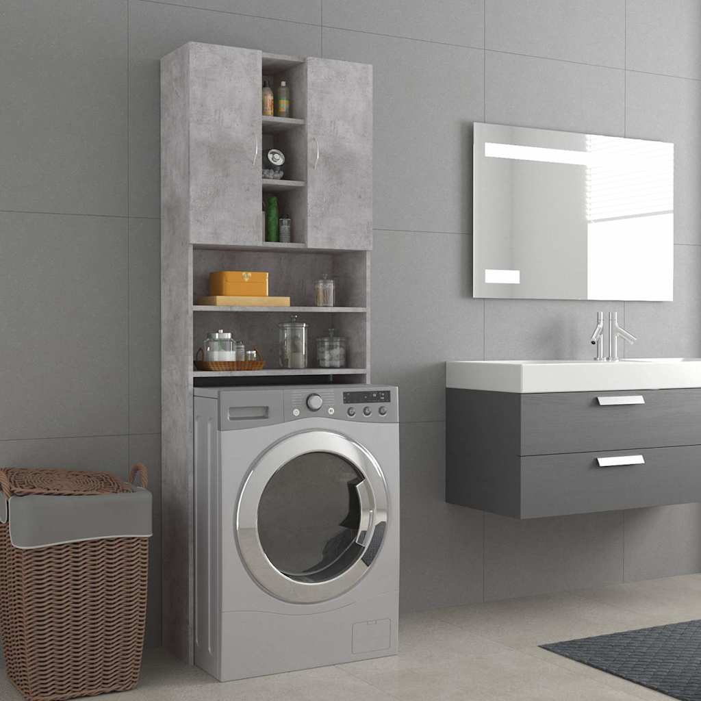 808426 vidaXL Washing Machine Cabinet Concrete Grey 64x25,5x190 cm