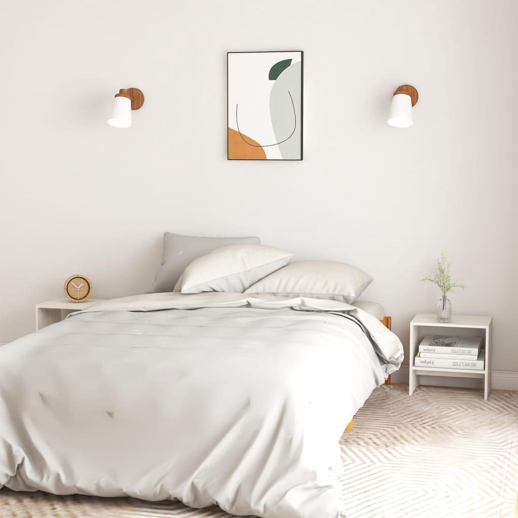 Bedside Cabinet White 40x30.5x40 cm Solid Pinewood