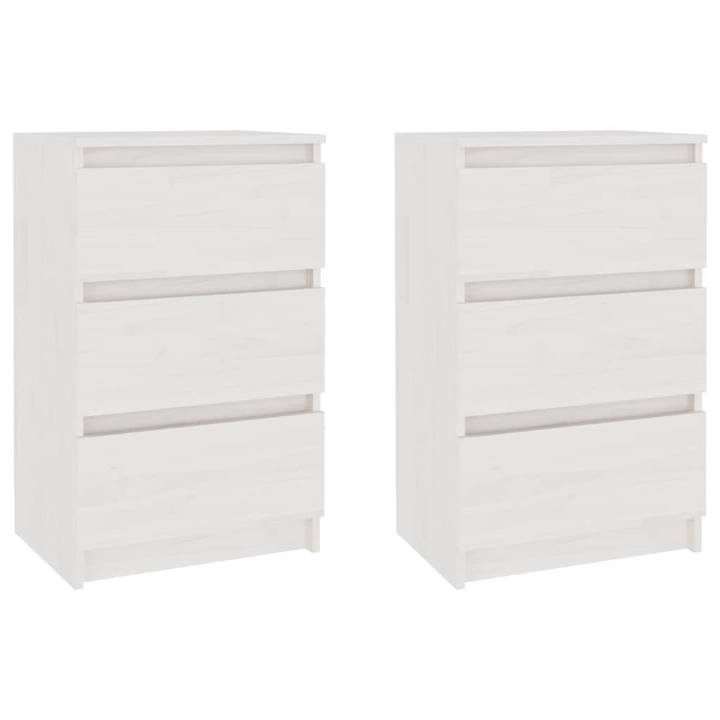 Bedside Cabinets 2 pcs White 40x29.5x64 cm Solid Pine Wood