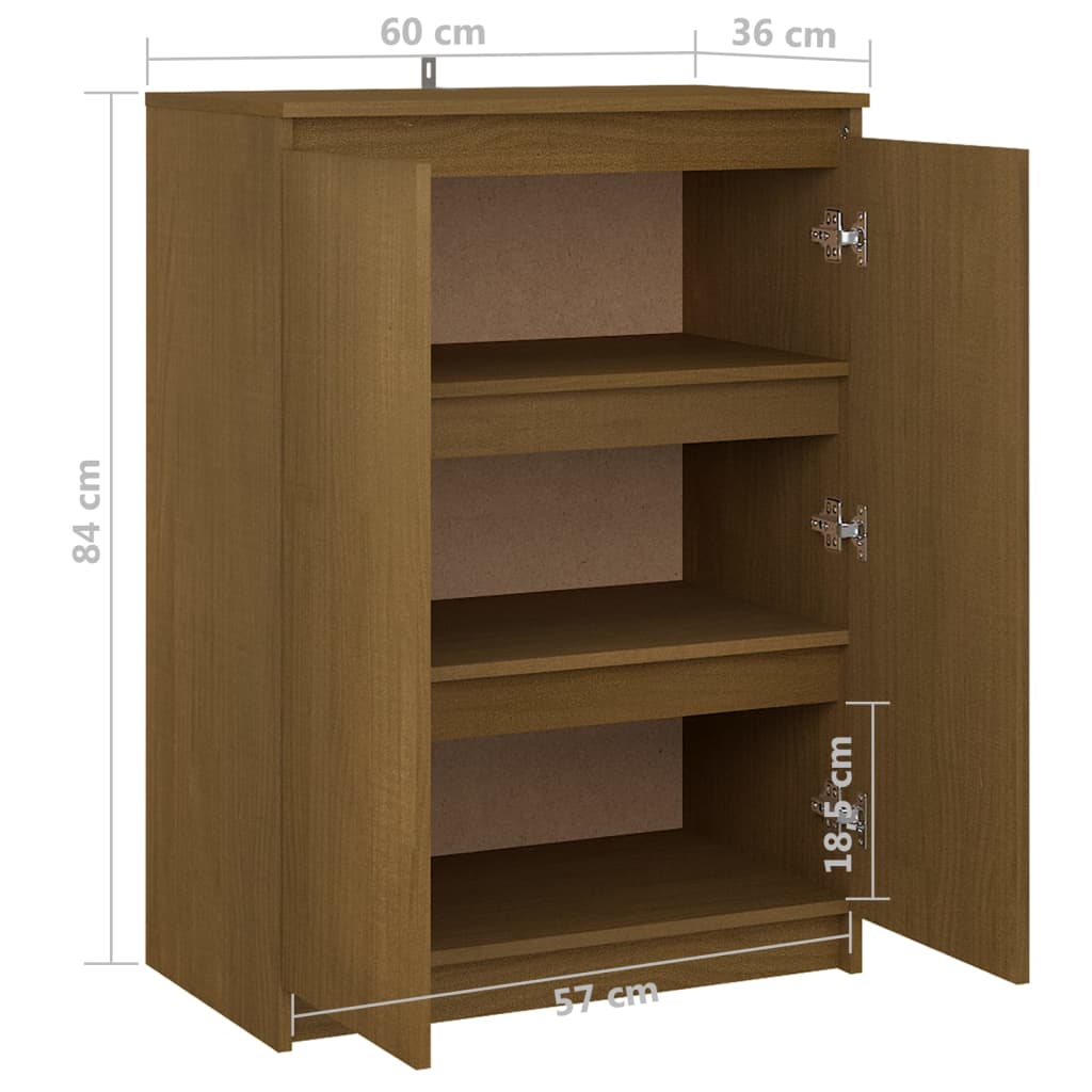 Dressoir Honing Bruin 60x36x84 cm Massief Grenenhout