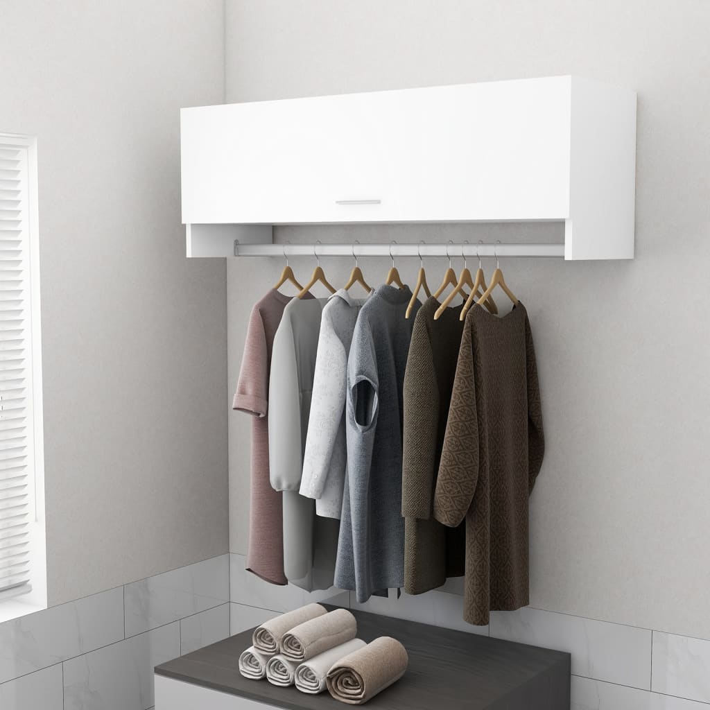 vidaXL Wardrobe White 100x32.5x35 cm Engineered Wood