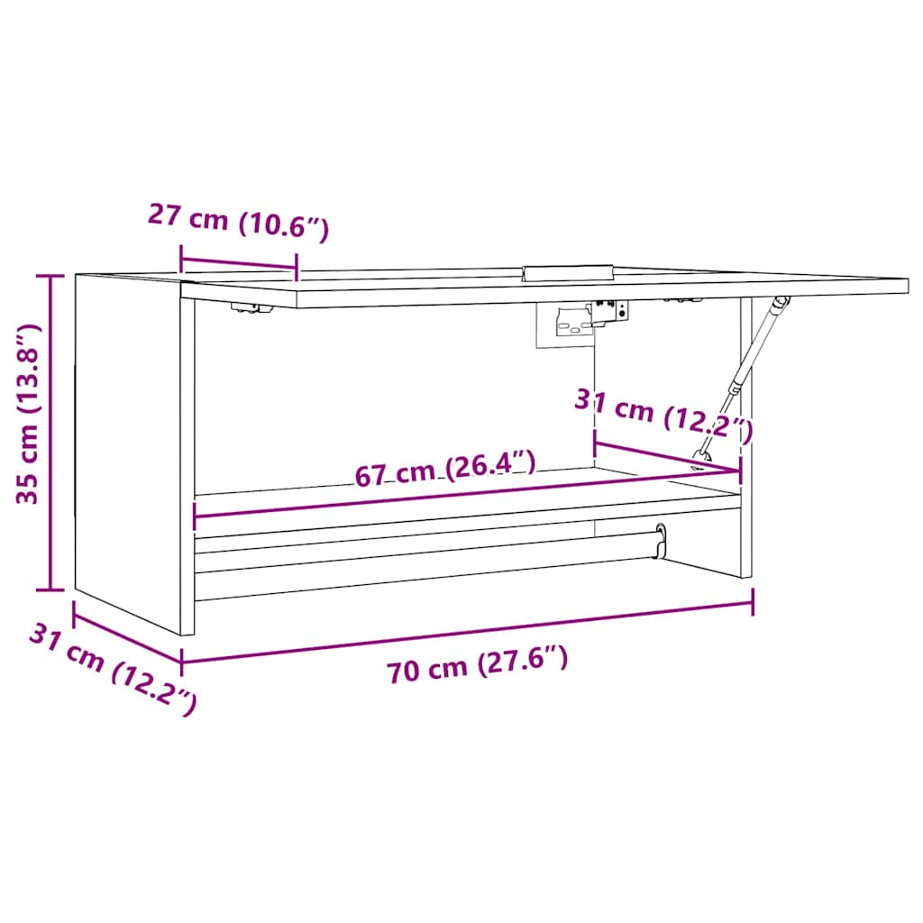 808246 vidaXL Wardrobe Concrete Grey 70x32,5x35 cm Engineered Wood