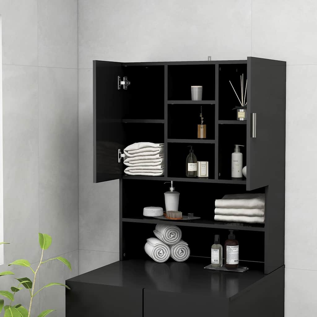 808387 vidaXL Washing Machine Cabinet Black 70,5x25,5x90 cm