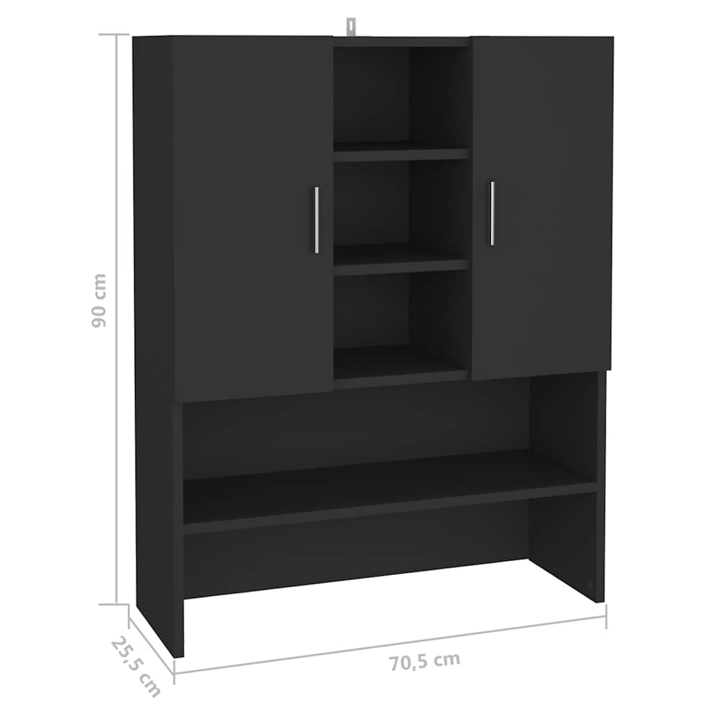 808387 vidaXL Washing Machine Cabinet Black 70,5x25,5x90 cm