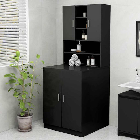 808387 vidaXL Washing Machine Cabinet Black 70,5x25,5x90 cm
