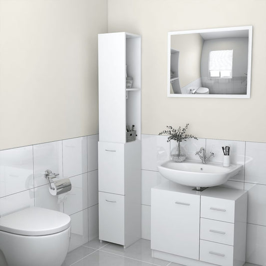 vidaXL Bathroom Cabinet White 25x26.5x170 cm Engineered Wood