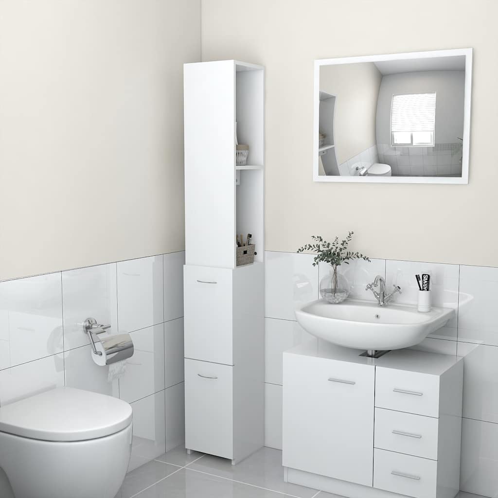 Bathroom Cabinet White 25x26,5x170 cm Engineered Wood