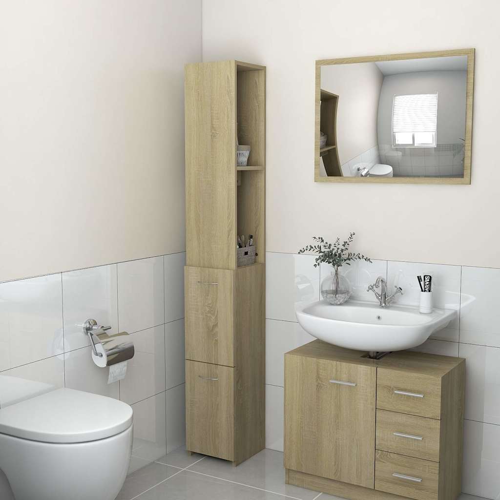 Bathroom Cabinet Sonoma Oak 25x26,5x170 cm Engineered Wood