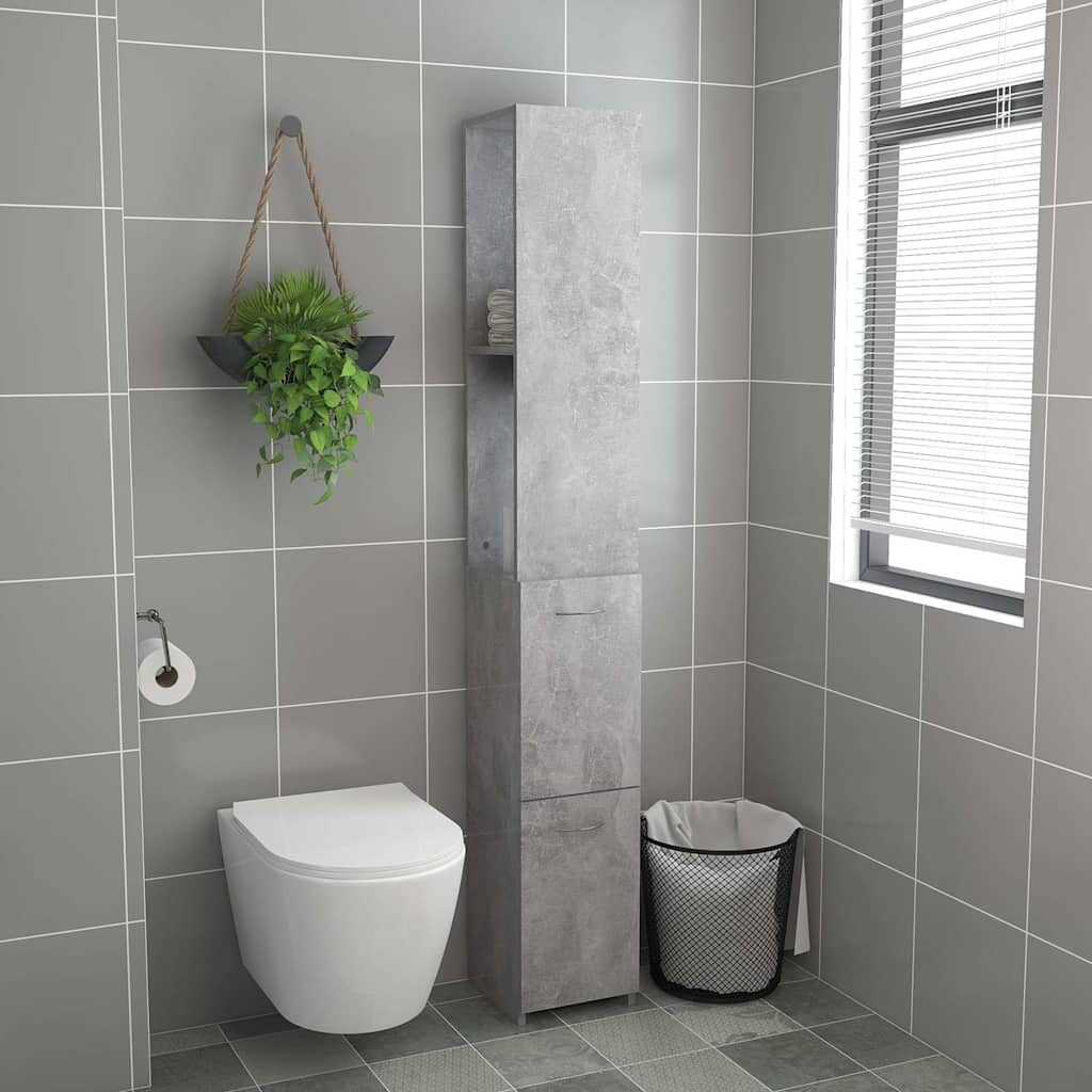 Bathroom Cabinet Concrete Grey 25x26,5x170 cm Engineered Wood