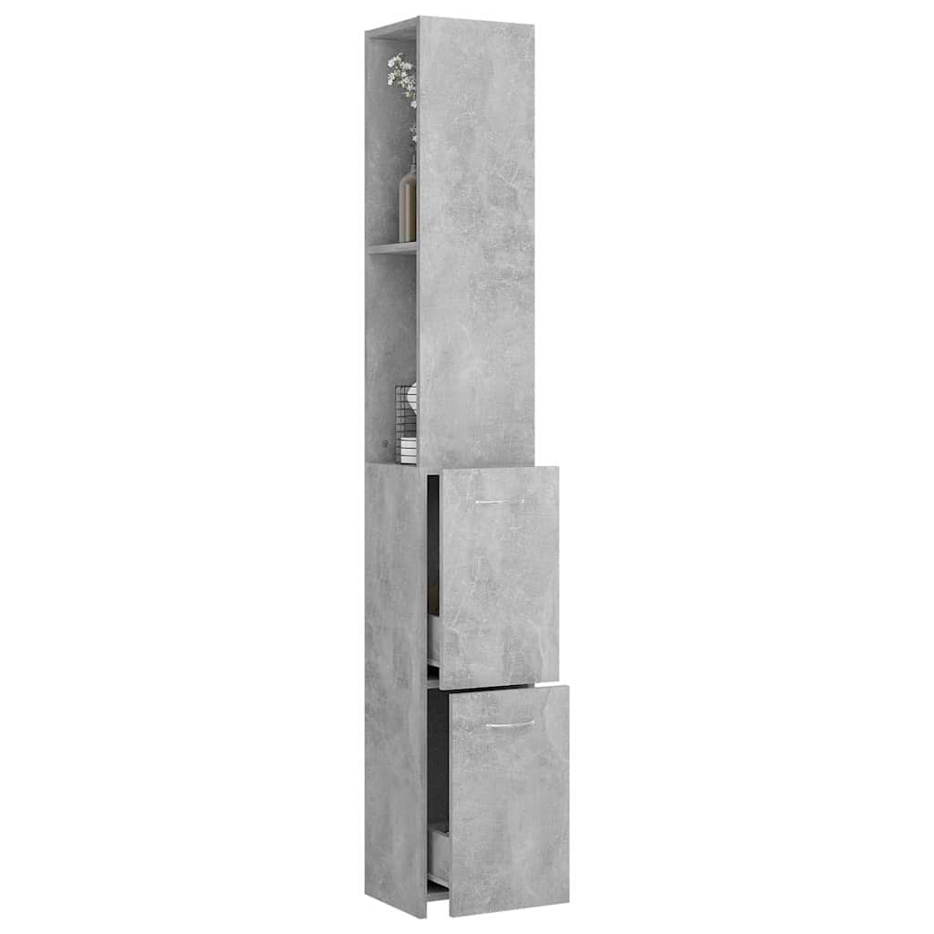 Bathroom Cabinet Concrete Grey 25x26,5x170 cm Engineered Wood