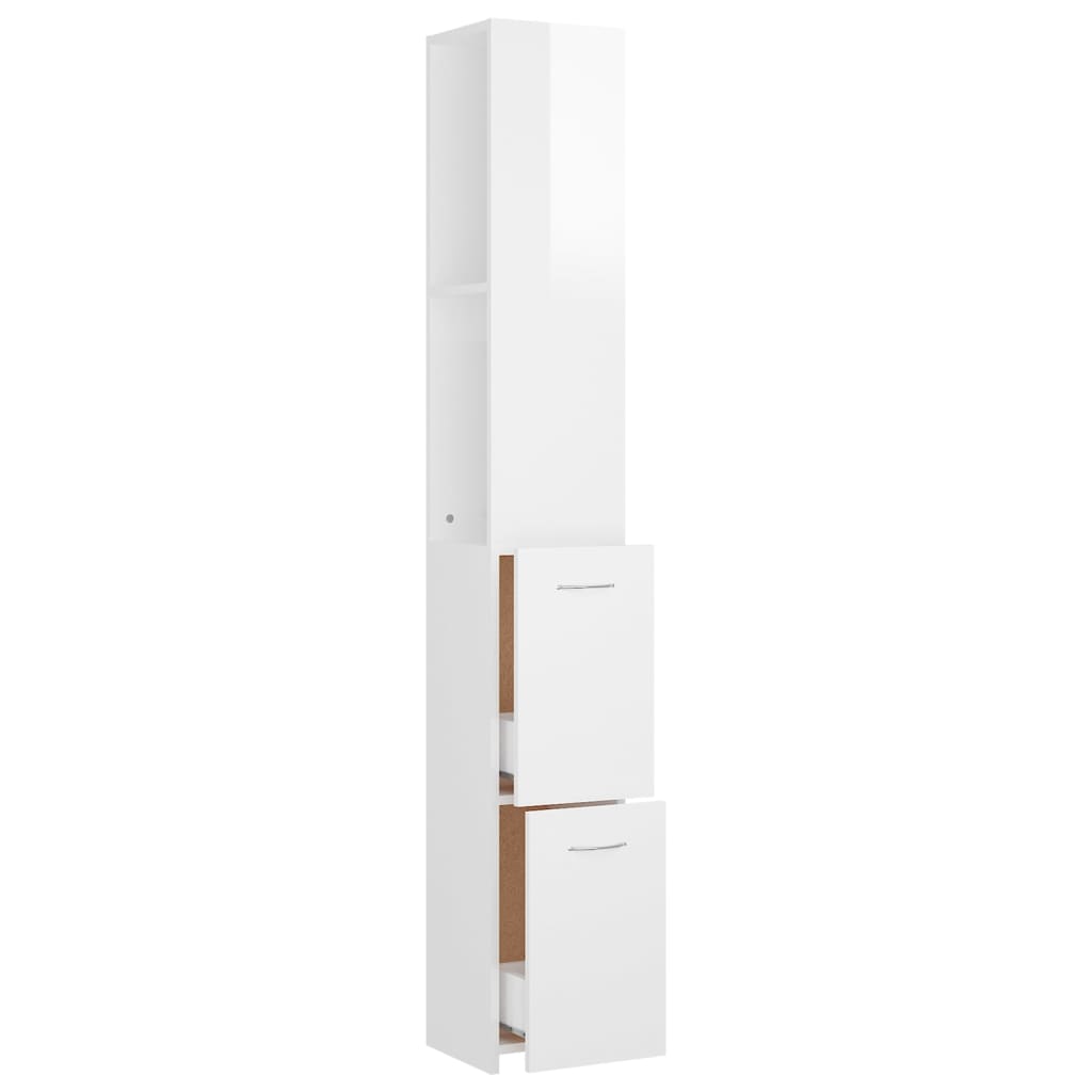 vidaXL Bathroom Cabinet High Gloss White 25x26.5x170 cm Engineered Wood