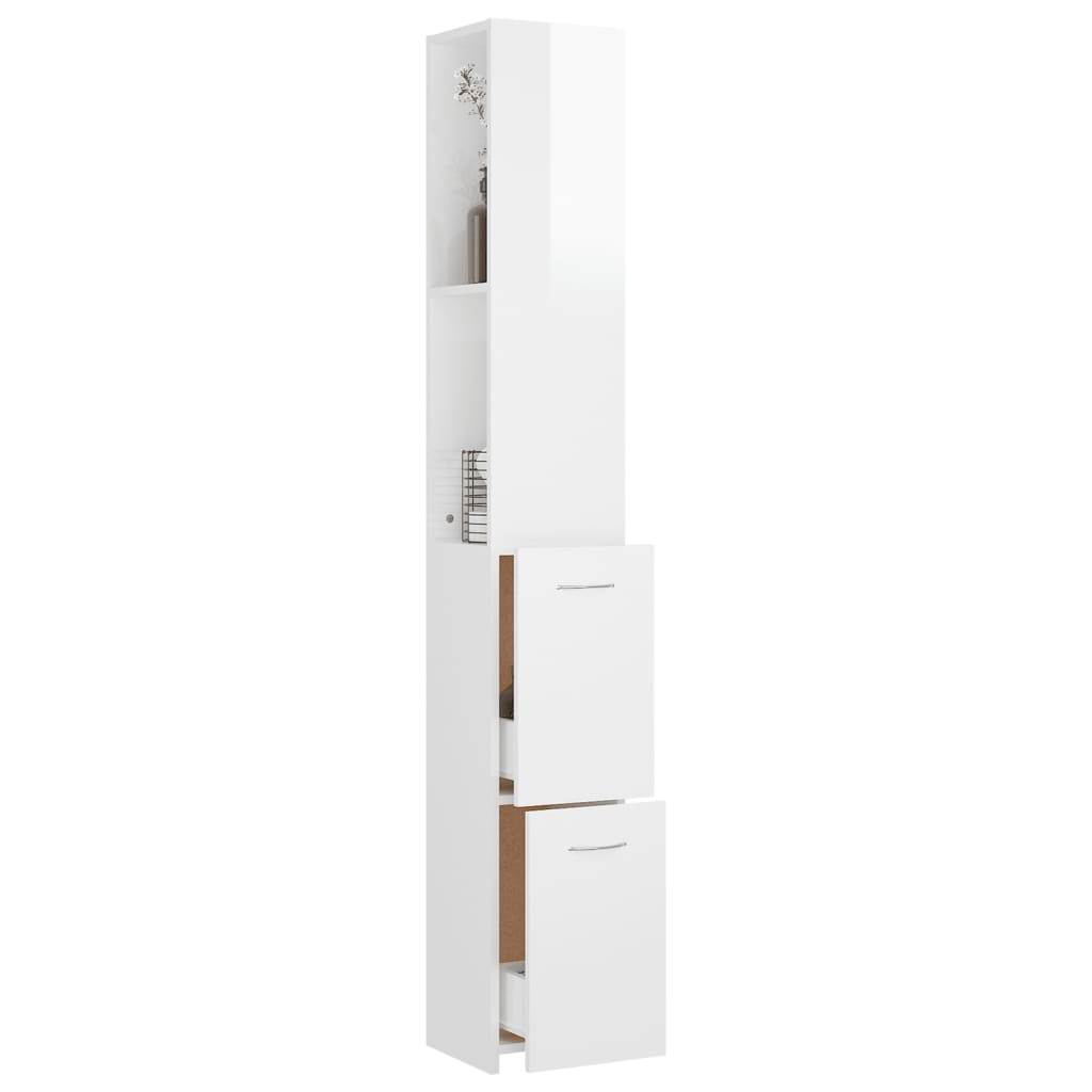 vidaXL Bathroom Cabinet High Gloss White 25x26.5x170 cm Engineered Wood