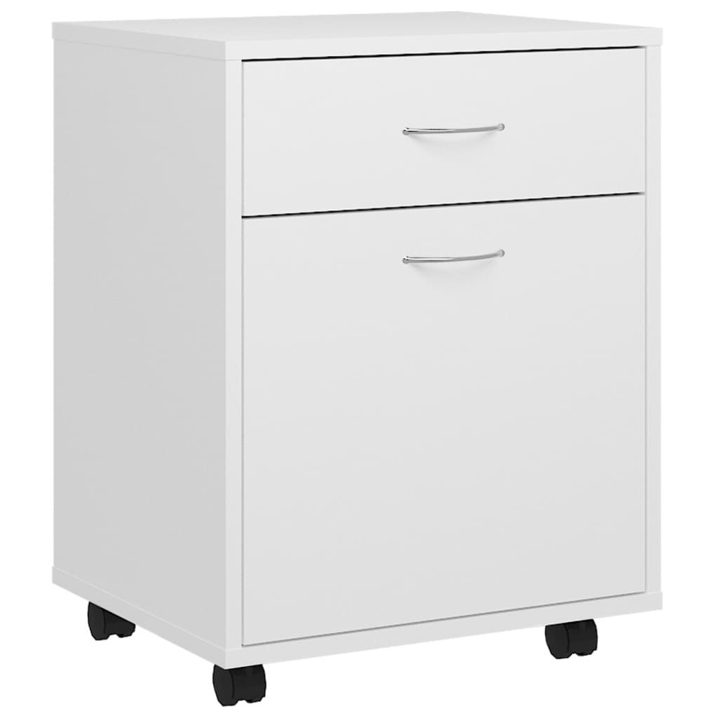 vidaXL Rolling Cabinet White 45x38x54 cm Engineered Wood