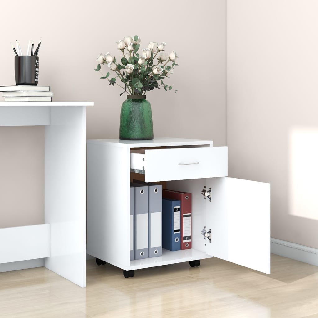 vidaXL Rolling Cabinet White 45x38x54 cm Engineered Wood