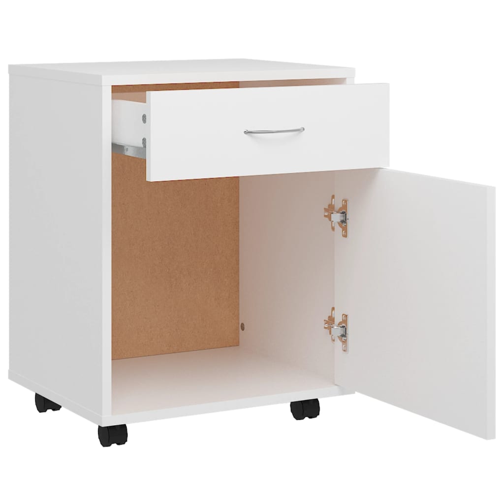 vidaXL Rolling Cabinet White 45x38x54 cm Engineered Wood