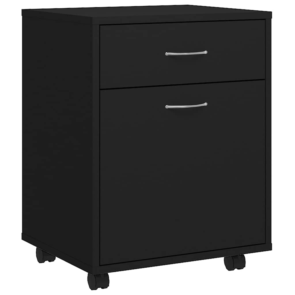 808441 vidaXL Rolling Cabinet Black 45x38x54 cm Engineered Wood