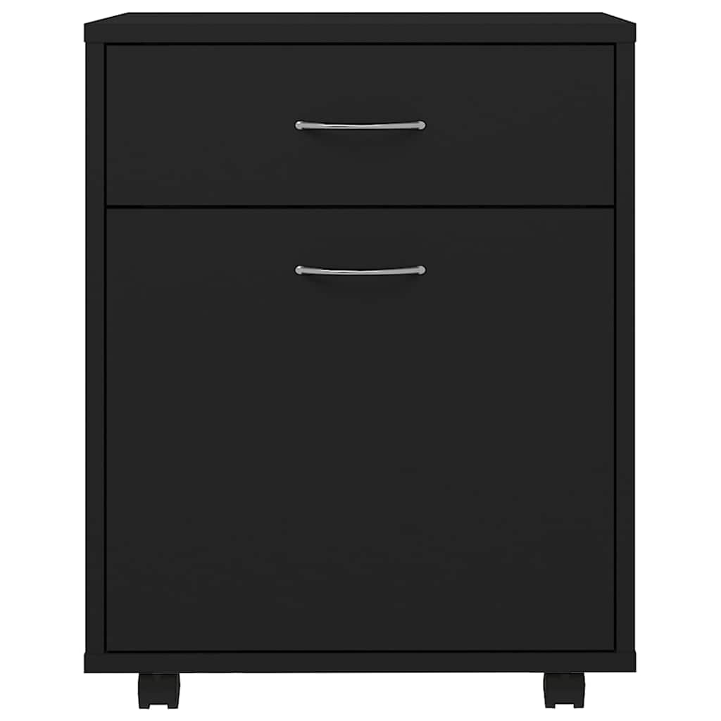 808441 vidaXL Rolling Cabinet Black 45x38x54 cm Engineered Wood
