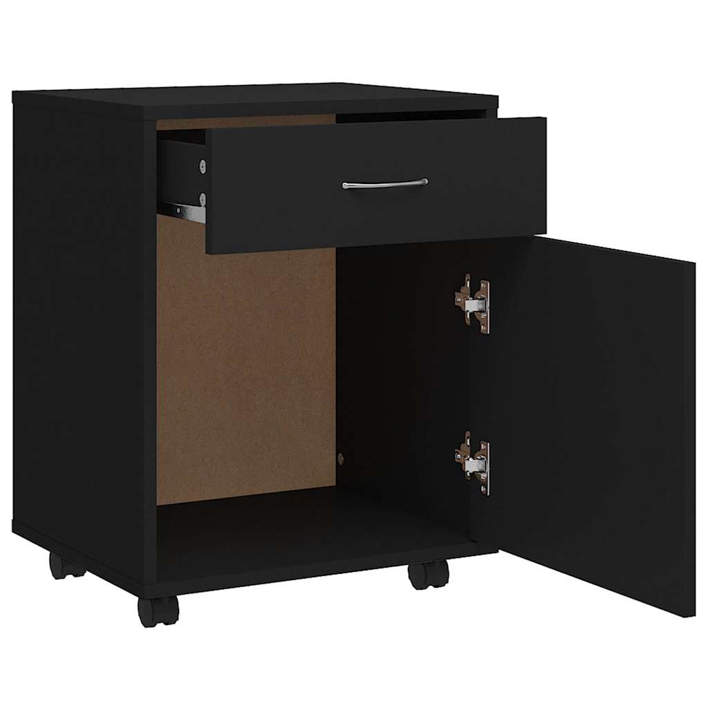 808441 vidaXL Rolling Cabinet Black 45x38x54 cm Engineered Wood