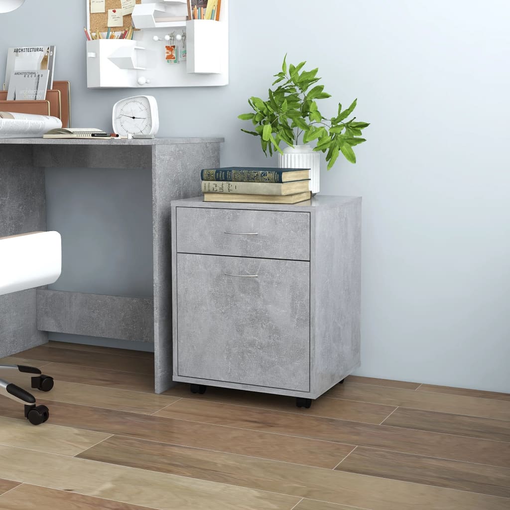 Storage Cabinet | Concrete Grey | Engineered Wood | Compact