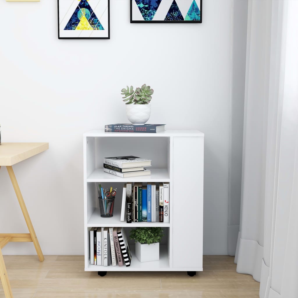 vidaXL Rolling Cabinet White 60x35x75 cm Engineered Wood