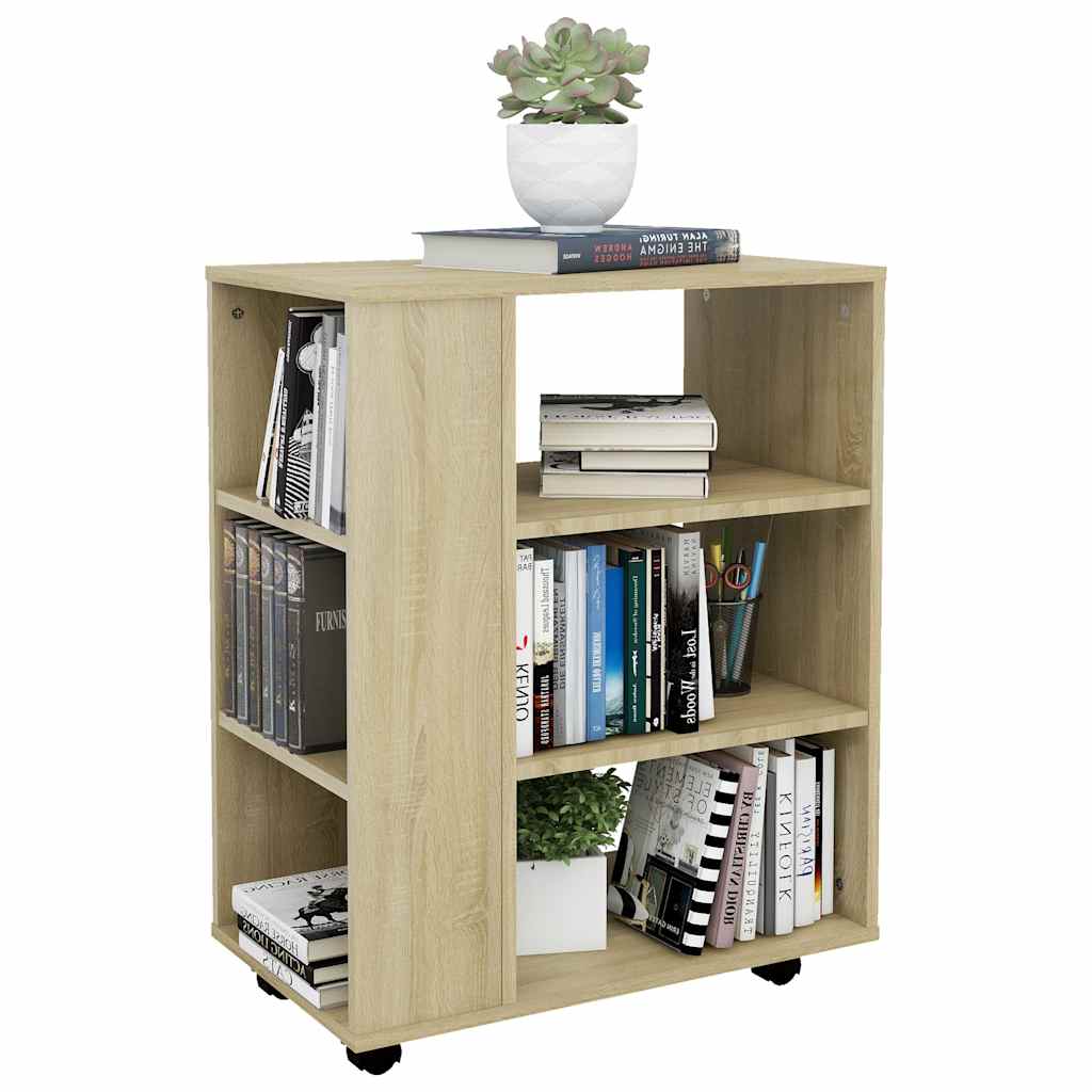 808452 vidaXL Rolling Cabinet Sonoma Oak 60x35x75 cm Engineered Wood