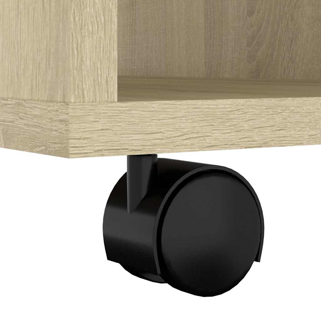 808452 vidaXL Rolling Cabinet Sonoma Oak 60x35x75 cm Engineered Wood