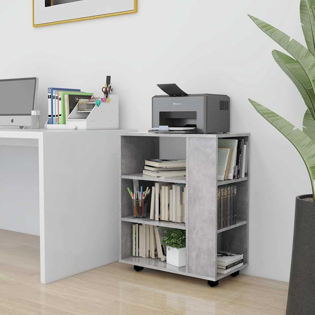 808453 vidaXL Rolling Cabinet Concrete Grey 60x35x75 cm Engineered Wood
