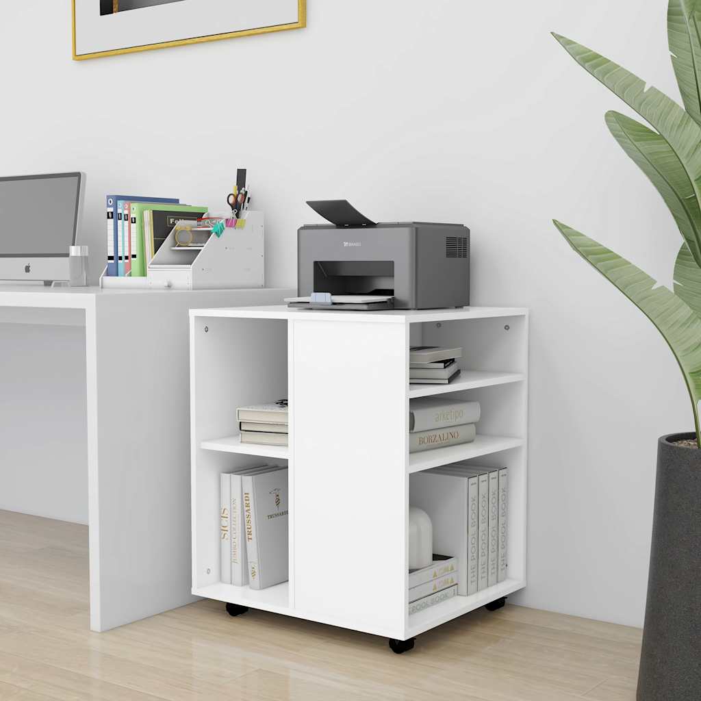 808458 vidaXL Rolling Cabinet White 60x53x72 cm Engineered Wood