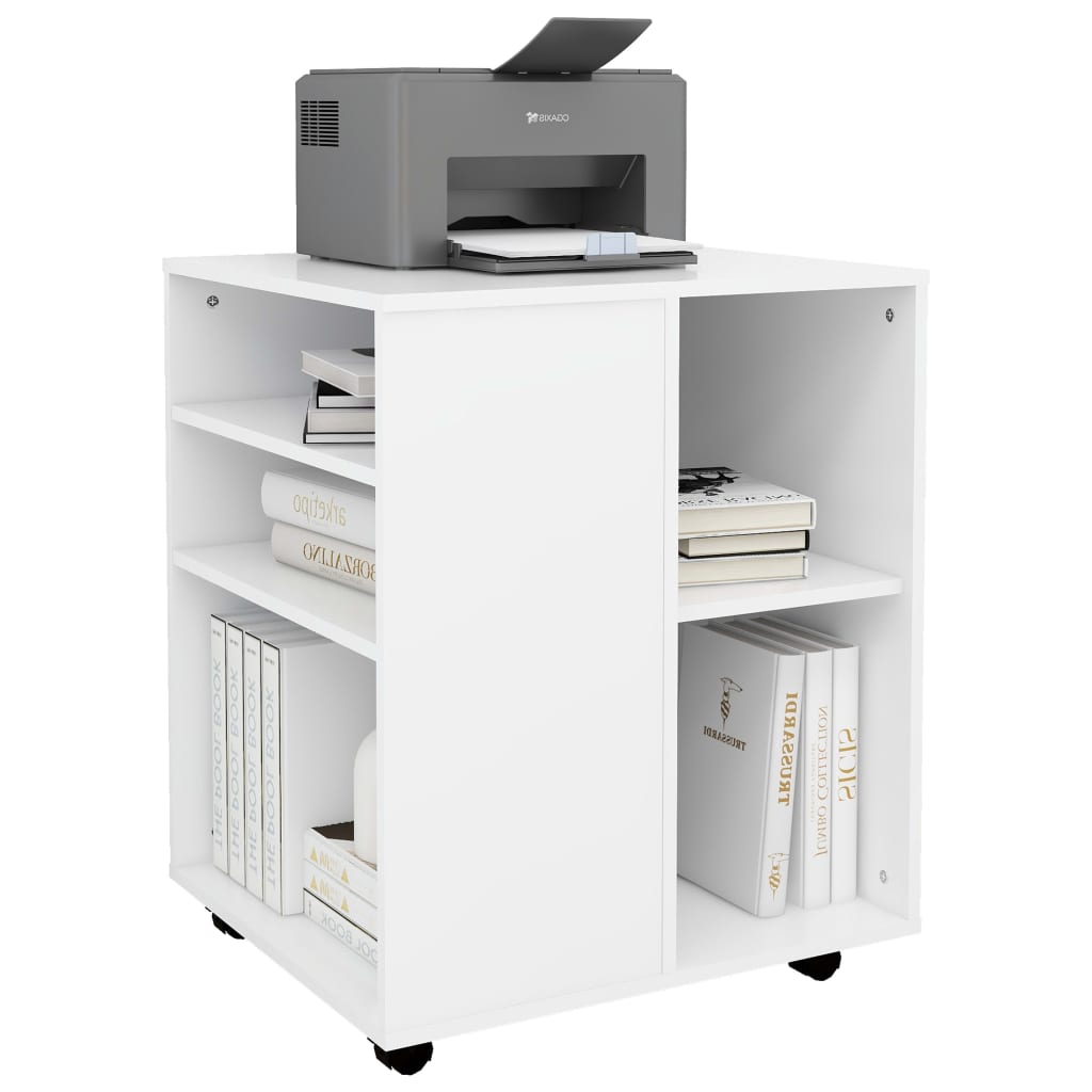 vidaXL Rolling Cabinet White 60x53x72 cm Engineered Wood