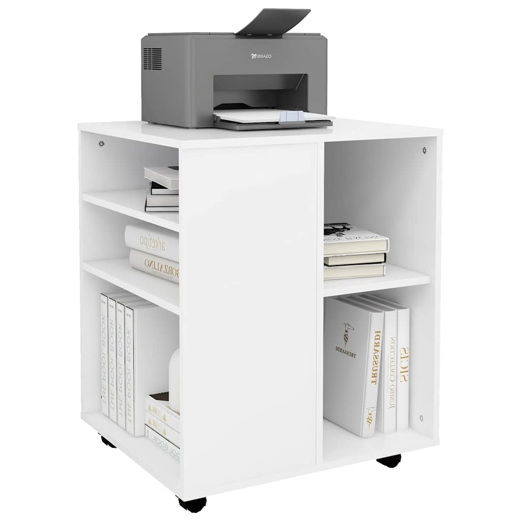 808458 vidaXL Rolling Cabinet White 60x53x72 cm Engineered Wood