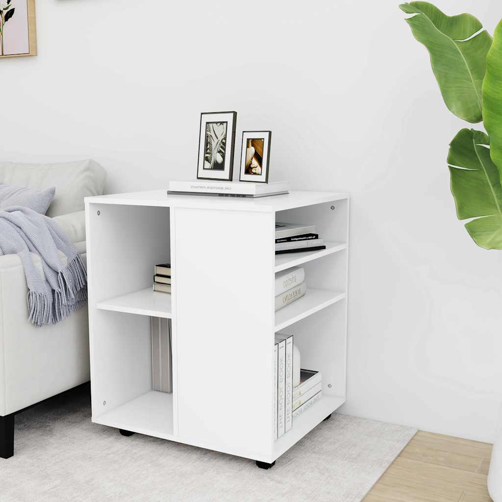 808458 vidaXL Rolling Cabinet White 60x53x72 cm Engineered Wood