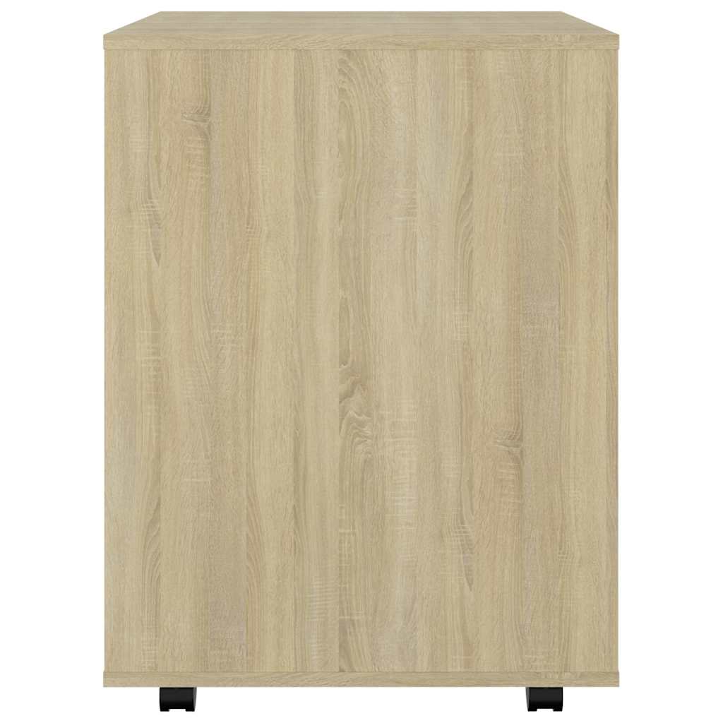 808461 vidaXL Rolling Cabinet Sonoma Oak 60x53x72 cm Engineered Wood