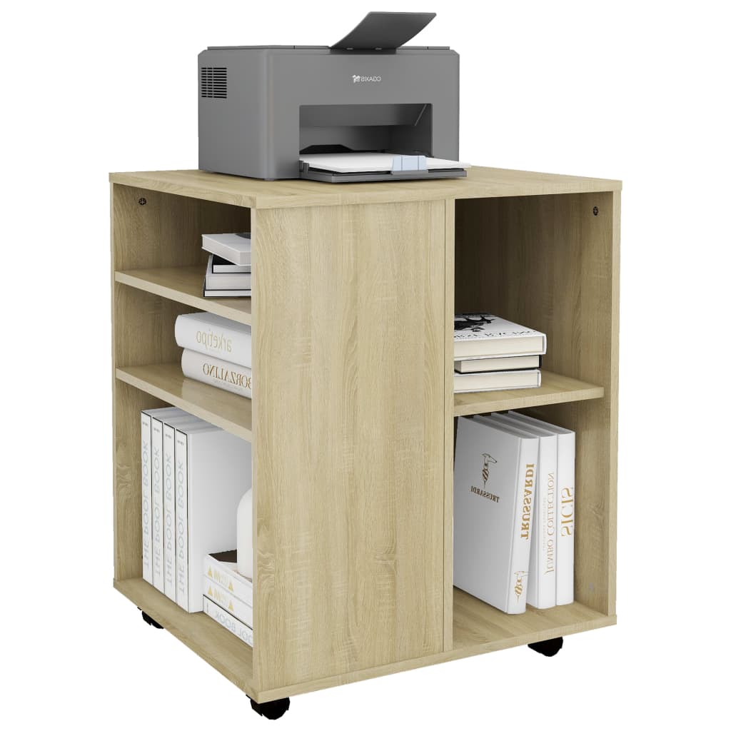 vidaXL Rolling Cabinet Sonoma Oak 60x53x72 cm Engineered Wood