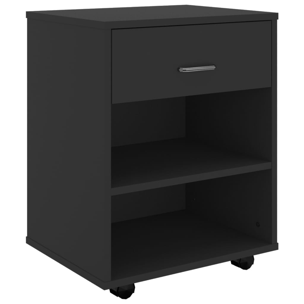 Rolling Cabinet Black 46x36x59 cm Engineered Wood