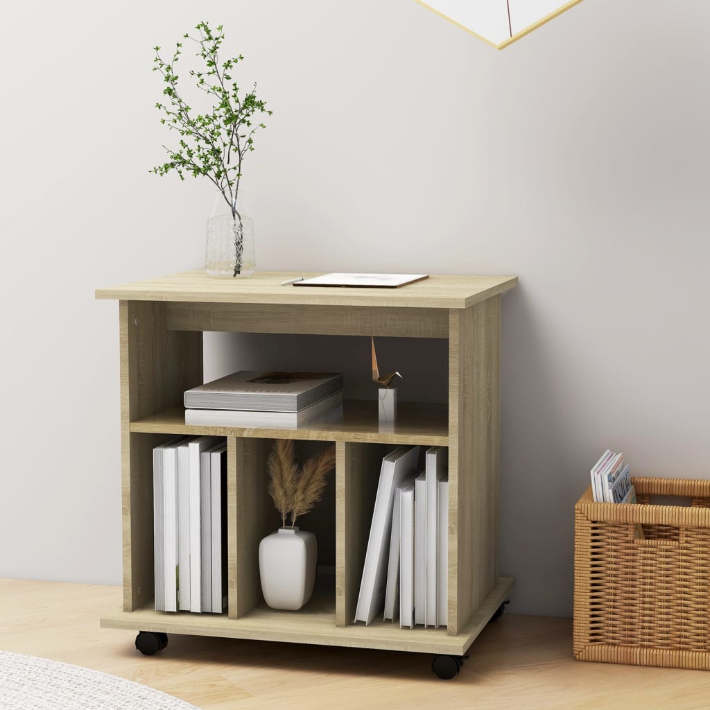 vidaXL Rolling Cabinet Sonoma Oak 60x45x60 cm Engineered Wood