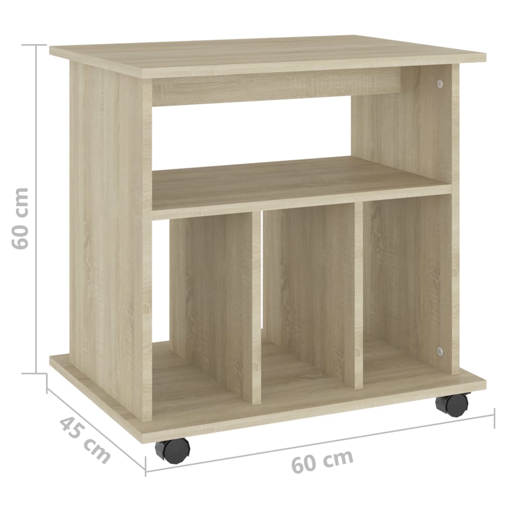 vidaXL Rolling Cabinet Sonoma Oak 60x45x60 cm Engineered Wood